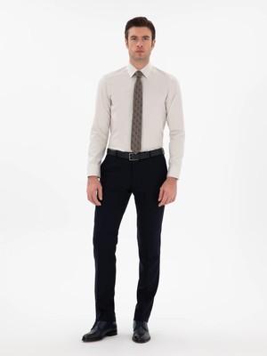 Cacharel Navy Slim Fit Wool Blend Classic Trousers