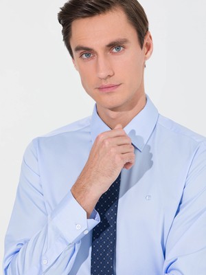 Cacharel Blue Slim Fit Long Sleeve Basic Shirt