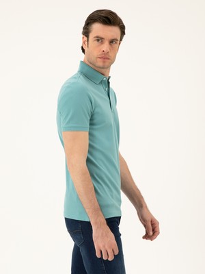Cacharel Mint Melange Slim Fit Polo Collar Mercerized T-Shirt
