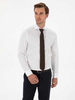 Cacharel White Slim Fit %100 Cotton Italian Collar Classic Shirt
