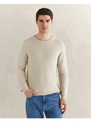 Gant Men's Beige Regular Fit Crew Neck Knit Sweater