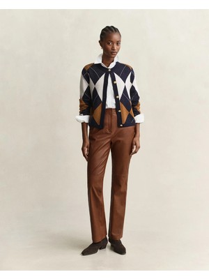 Gant Women's Brown Regular Fit Leather Trousers