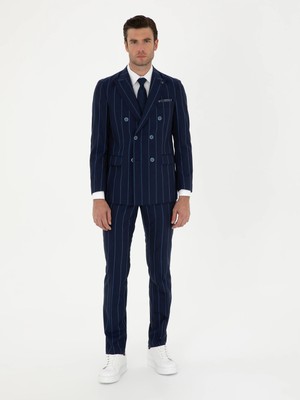 Cacharel Navy Slim Fit Striped Wool Suit