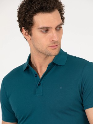 Cacharel Emerald Polo Neck Slim Fit Basic Mercerized T-Shirt