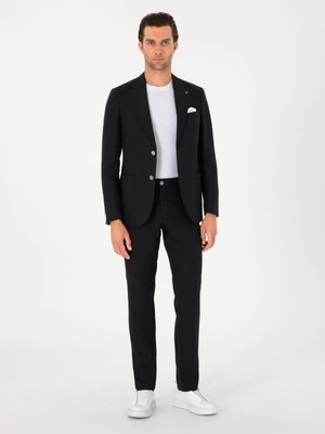 Cacharel Black Slim Fit %100 Linen Trousers