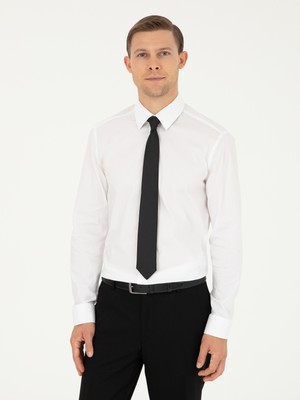 Cacharel White Slim Fit Cotton Blend Classic Shirt