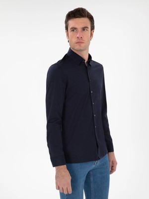 Cacharel Navy Slim Fit Long Sleeve Shirt