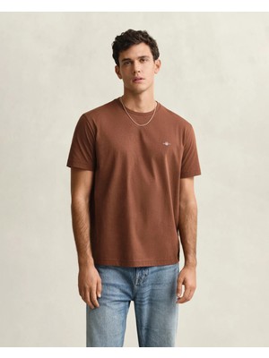 Gant Men's Brown Crew Neck Regular Fit Logo T-Shirt