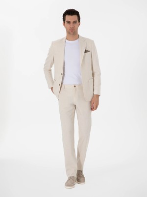 Cacharel Ecru Slim Fit Linen Blend Suit