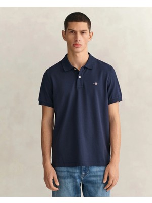 Gant Men's Navy Regular Fit Logo Polo Collar T-Shirt
