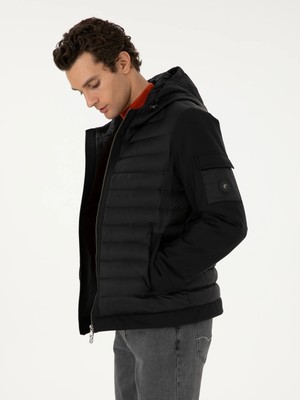 Cacharel Black Lightweight Quilted Hooded Jacket