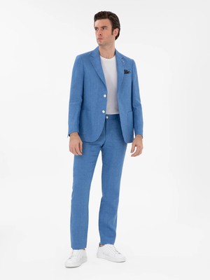 Cacharel Blue Slim Fit Dress Trousers