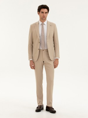Cacharel Beige Slim Fit Suit