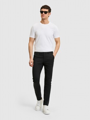 Cacharel Black Slim Fit Cotton Blend Elastic Waist Canvas Pants