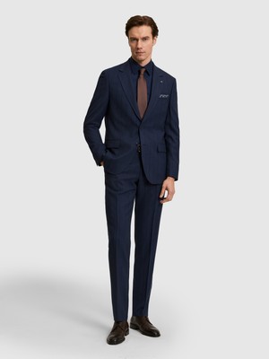 Cacharel Navy Slim Fit Wool Blend Striped Suit