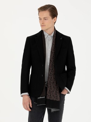 Cacharel Black Slim Fit Wool Blend Sport Coat