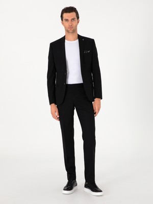 Cacharel Black Slim Fit Wool Blend Classic Trousers