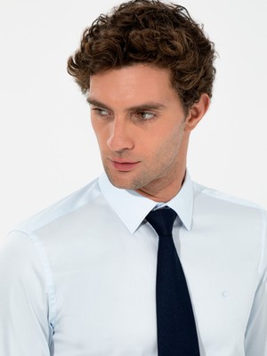 Cacharel Light Blue Slim Fit Long Sleeve Basic Shirt