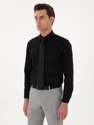 Cacharel Black Slim Fit Long Sleeve Basic Shirt
