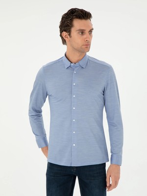 Cacharel Blue Slim Fit Long Sleeve Shirt