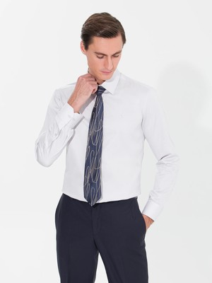Cacharel Light Grey Slim Fit Long Sleeve Basic Shirt
