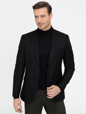 Cacharel Black Slim Fit Wool Blazer