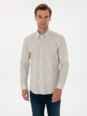 Cacharel Beige Slim Fit 100% Cotton Shirt