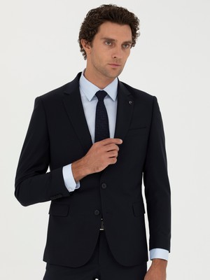 Cacharel Navy Slim Fit Wool Blend Classic Blazer