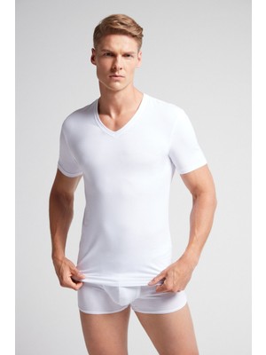 Intimissimi Stretch Pima Cotton V-Neck T-Shirt