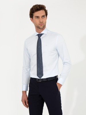 Cacharel Light Blue Slim Fit Long Sleeve Basic Shirt