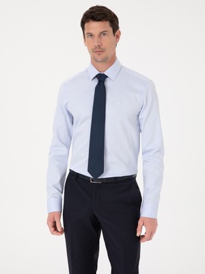 Cacharel Light Blue Slim Fit Long Sleeve Basic Shirt
