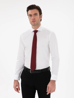 Cacharel White Slim Fit Italian Collar Classic Shirt