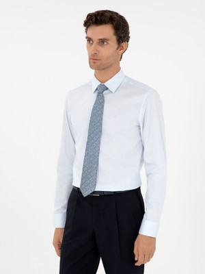 Cacharel Light Blue Slim Fit Long Sleeve Basic Shirt
