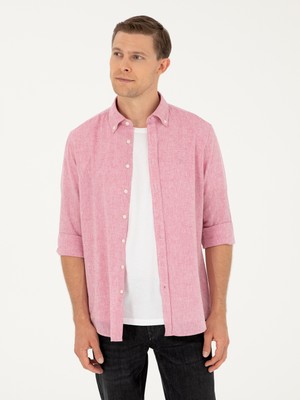 Cacharel Red Slim Fit Linen Blend Shirt