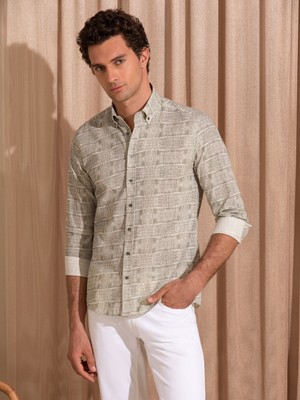 Cacharel Khaki Slim Fit Long Sleeve Shirt