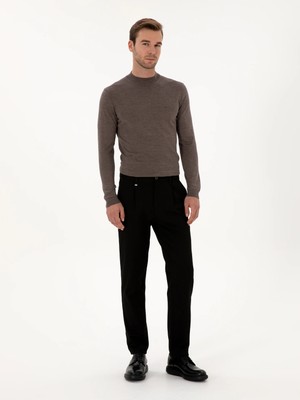 Cacharel Black Carrot Fit Flannel Canvas Pants