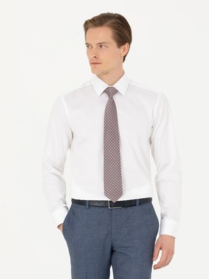 Cacharel White Slim Fit Long Sleeve Basic Shirt