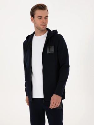 Cacharel Navy Regular Fit Cotton Blend Full-Zip Sweatshirt