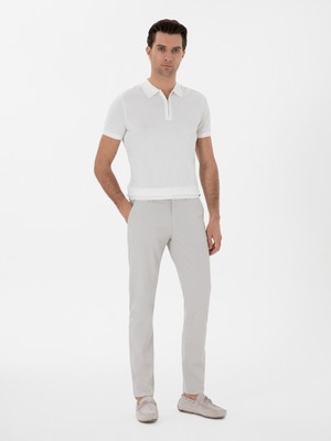 Cacharel Stone Slim Fit Cotton Blend Canvas Trousers