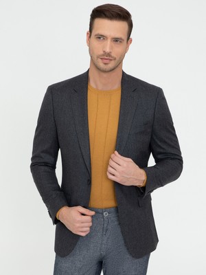 Cacharel Anthracite Slim Fit Wool Blazer