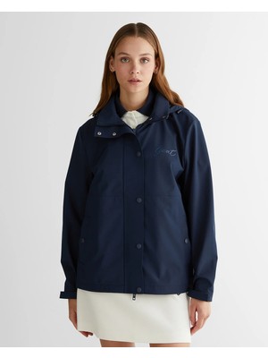 Gant Women's Navy Hooded Logo Jacket