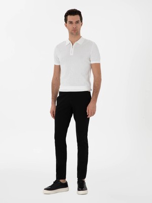 Cacharel Black Slim Fit Cotton Blend Canvas Pants