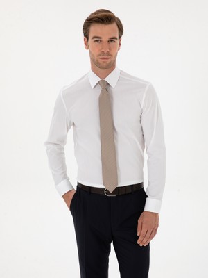 Cacharel White Slim Fit Cotton Blend Shirt