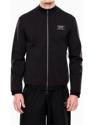 Ea7 Men's Zip-Up Sweatshirt Black