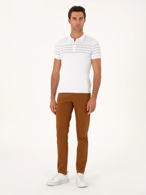 Cacharel Light Brown Slim Fit Cotton Blend Canvas Trousers