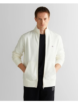 Gant Men's White Regular Fit Zip-Up Sweatshirt