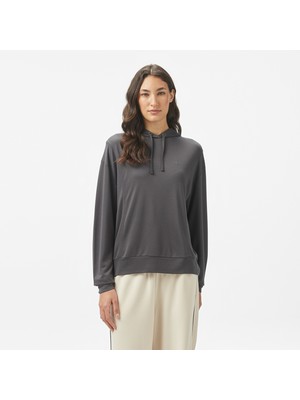 Nautica Women's Grey Regular Fit Hooded Sweatshirt