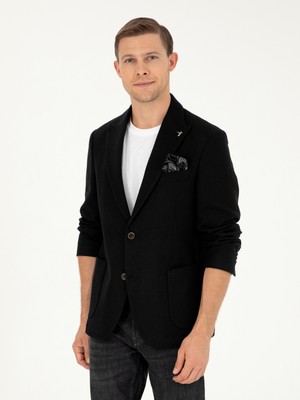 Cacharel Black Slim Fit Wool Blend Blazer