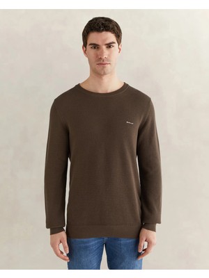 Gant Men's Brown Regular Fit Crew Neck Knit Sweater