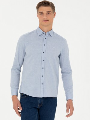 Cacharel Light Blue Slim Fit Long Sleeve Classic Shirt